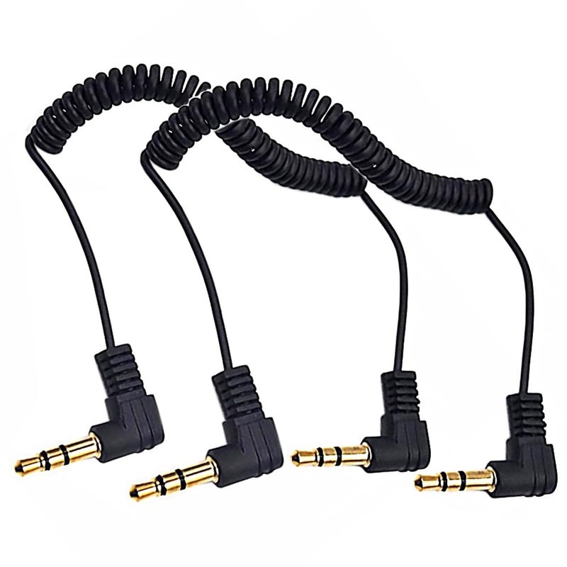 Kework 30cm 3.5mm TRS Audio Coiled Cable, 90 Degree Angle to 90 Degree Angle 1/8" 3.5mm 3 Pole Jack Male to Male Stereo Headphone Aux Spring Spiral Cord, 2 Pack, Cable OD 1.5mm - Image 1